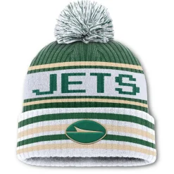 New York Jets Knit^Men's Fanatics Green/White Blindside Cuffed Knit Hat With Pom