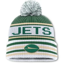 New York Jets Knit^Men's Fanatics Green/White Blindside Cuffed Knit Hat With Pom