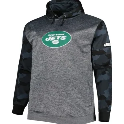 New York Jets Sweatshirts & Fleece | Men^Men's Fanatics Heather Charcoal Big & Tall Camo Pullover Hoodie