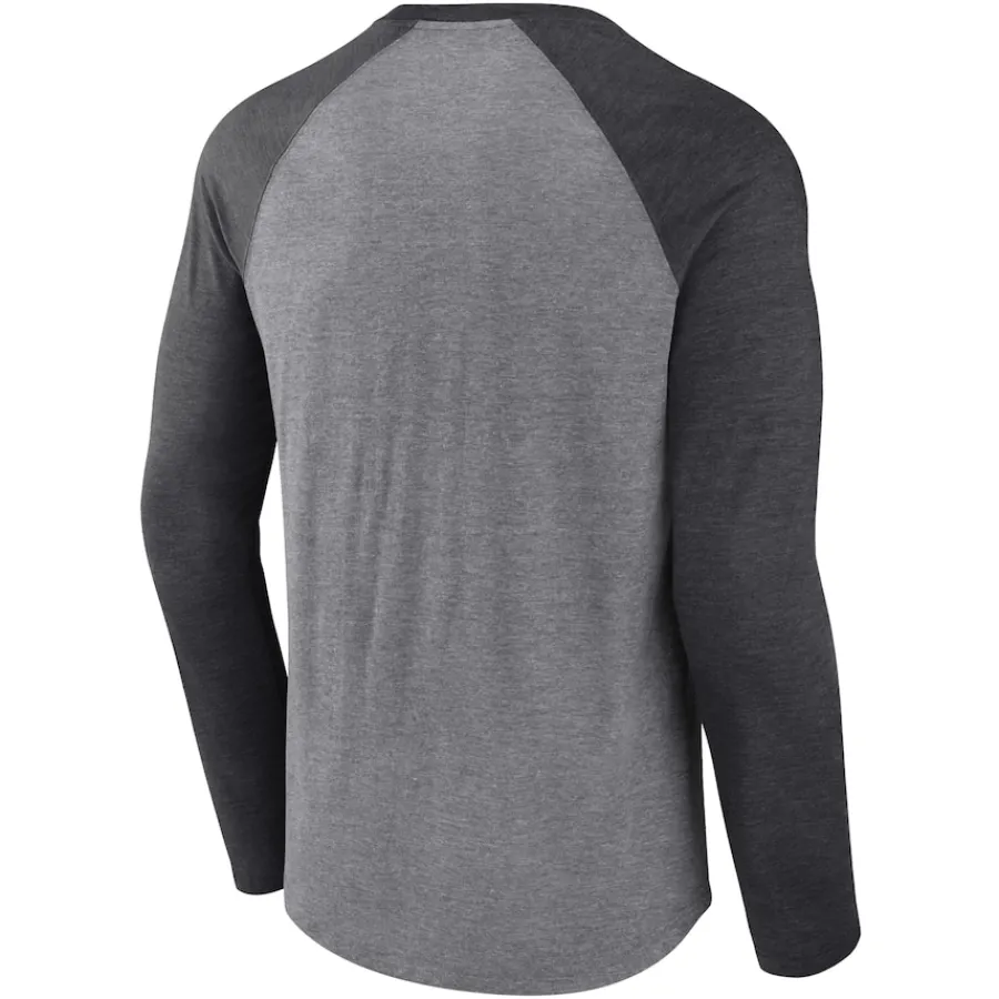New York Jets T-Shirts | Men^Men's Fanatics Heather Gray/Charcoal Tri-Blend Raglan Long Sleeve T-Shirt