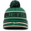 New York Jets Knit^Men's Fanatics Kelly Green/Black Blindside Cuffed Knit Hat With Pom
