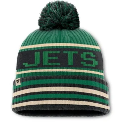 New York Jets Knit^Men's Fanatics Kelly Green/Black Blindside Cuffed Knit Hat With Pom