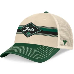 New York Jets Hats | Men^Men's Fanatics Natural/Green Diamond Stripe Trucker Adjustable Hat