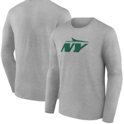 New York Jets Long Sleeved^Men's Gray Secondary Logo Long Sleeve T-Shirt
