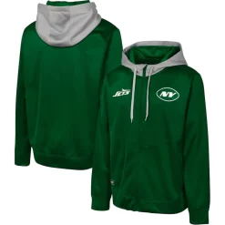 New York Jets Jackets^Men's Green Replay Fashion Graphic Full-Zip Hoodie Jacket