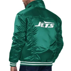 New York Jets Jackets^Men's Levi’s X Starter Green Silver Tab Trucker Full-Snap Jacket