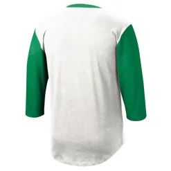 New York Jets Long Sleeved^Men's Mitchell & Ness White Legacy Slub Henley 3/4 Sleeve T-Shirt