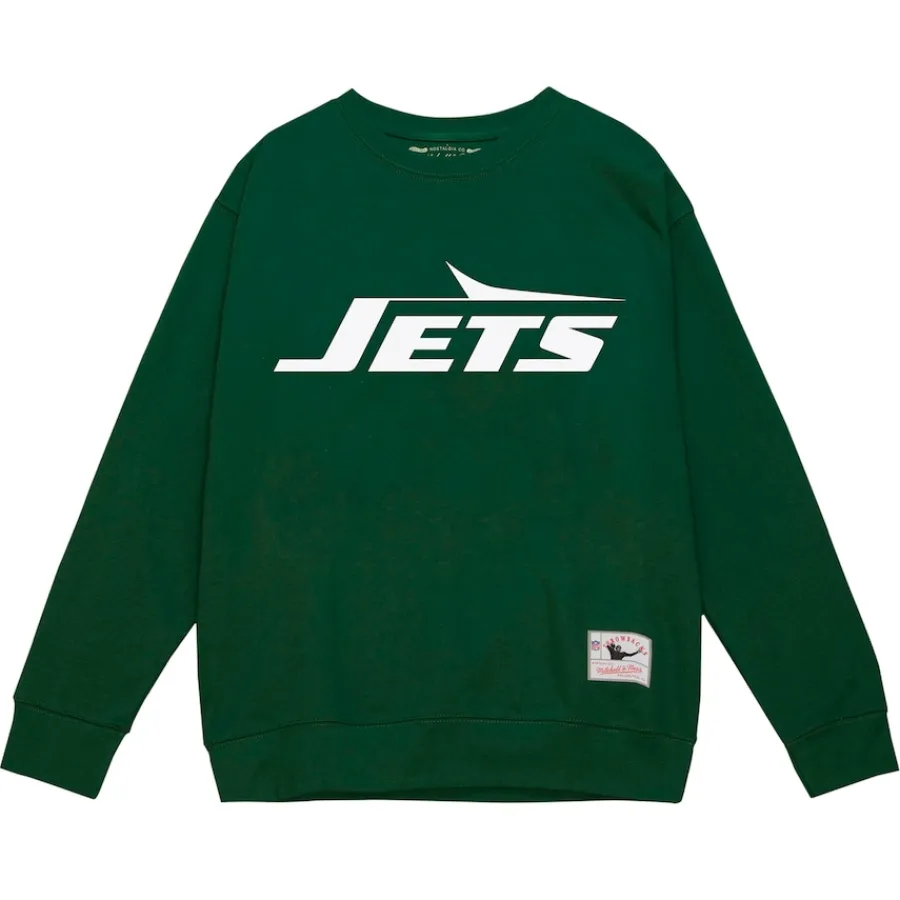 New York Jets Sweatshirts & Fleece | Men^Men's Mitchell & Ness Dark Green Basic Fleece Pullover Sweatshirt