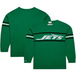 New York Jets Sweaters & Dress Shirts | Sweaters^Men's Mitchell & Ness Green Throwback 1984 Pullover Sweater