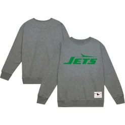 New York Jets Sweatshirts & Fleece | Men^Men's Mitchell & Ness Heather Gray Basic Fleece Pullover Sweatshirt
