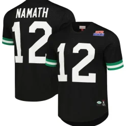 New York Jets T-Shirts | Men^Men's Mitchell & Ness Joe Namath Black Retired Player Name & Number Mesh Top