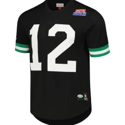 New York Jets T-Shirts | Men^Men's Mitchell & Ness Joe Namath Black Retired Player Name & Number Mesh Top