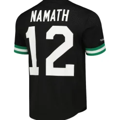 New York Jets T-Shirts | Men^Men's Mitchell & Ness Joe Namath Black Retired Player Name & Number Mesh Top