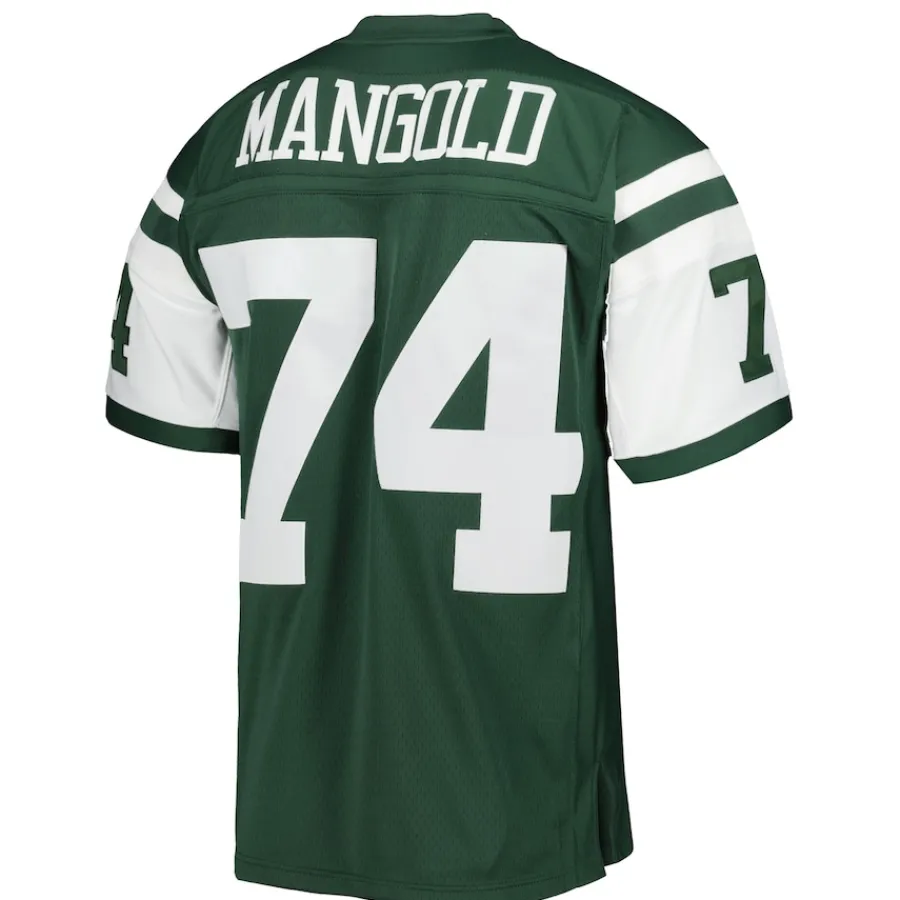New York Jets Replica | Throwback^Men's Mitchell & Ness Nick Mangold Green Legacy Replica Jersey