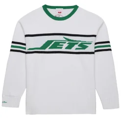 New York Jets Sweaters & Dress Shirts | Sweatshirts & Fleece^Men's Mitchell & Ness White Throwback 1984 Pullover Sweater