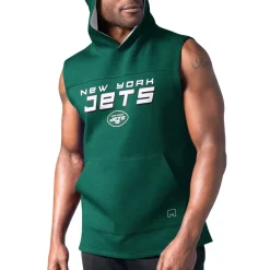New York Jets Tank Tops^Men's MSX By Michael Strahan Green Captain Sleeveless Hoodie T-Shirt