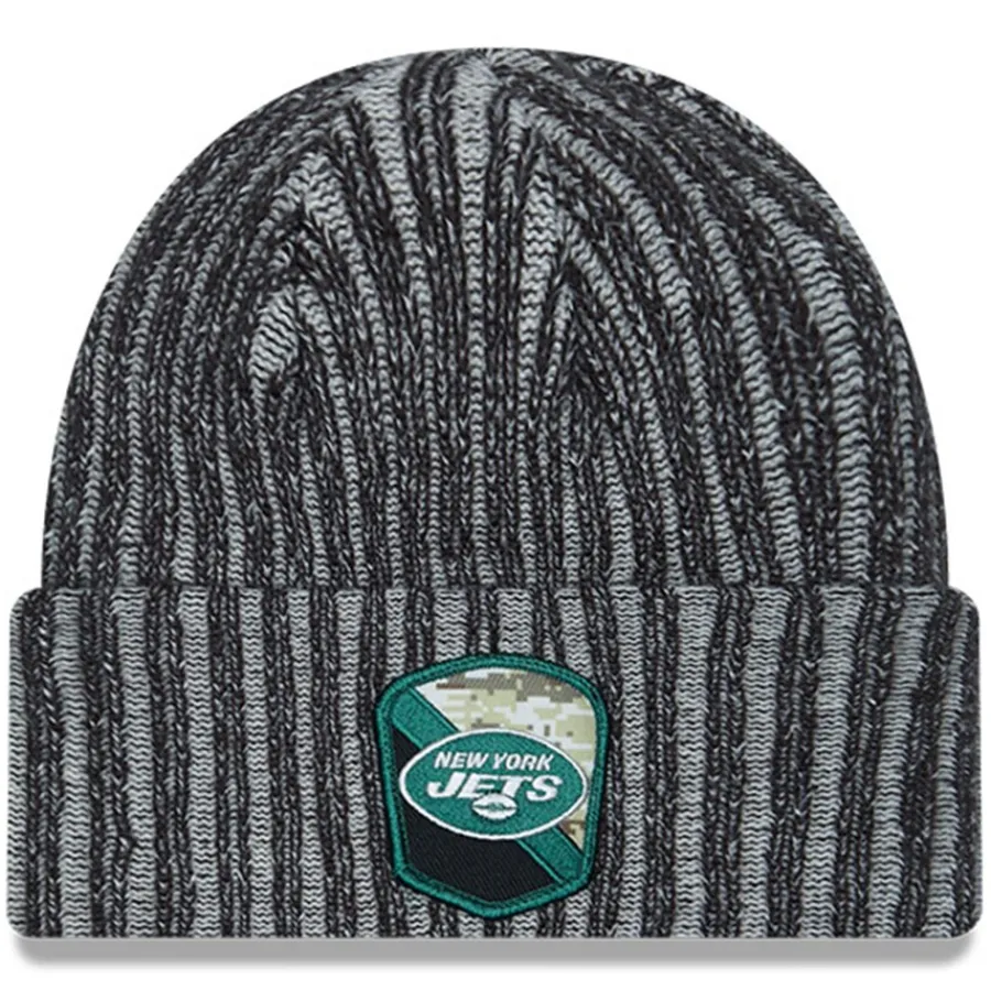 New York Jets Knit^Men's New Era Black 2023 Salute To Service Cuffed Knit Hat