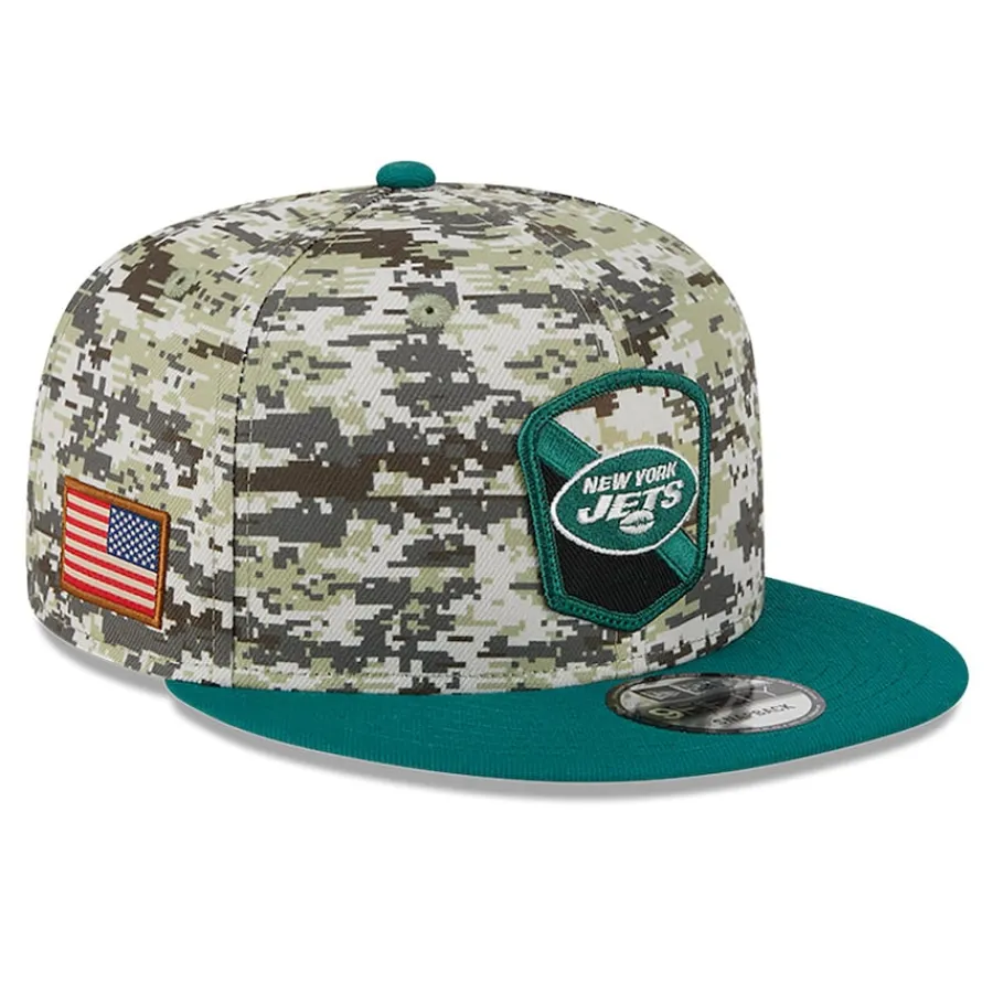 New York Jets Snapback^Men's New Era Camo/Green 2023 Salute To Service 9FIFTY Snapback Hat