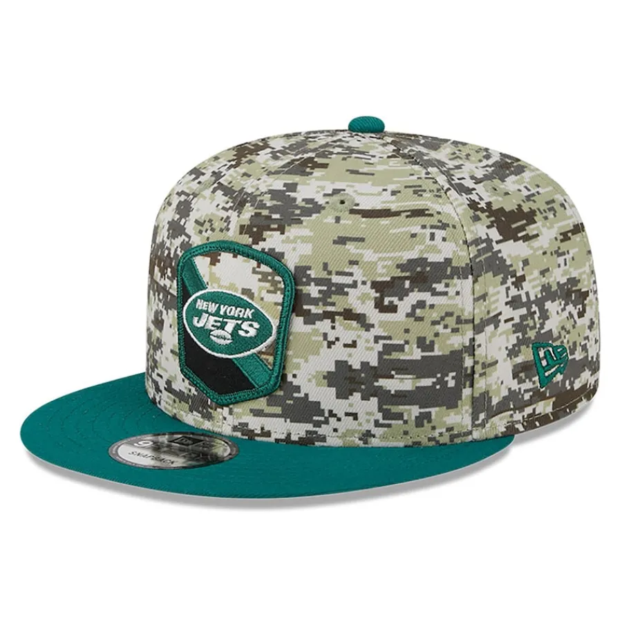 New York Jets Snapback^Men's New Era Camo/Green 2023 Salute To Service 9FIFTY Snapback Hat