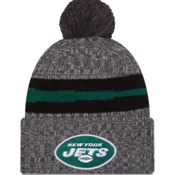 New York Jets Knit^Men's New Era Gray 2023 Sideline Sport Cuffed Pom Knit Hat
