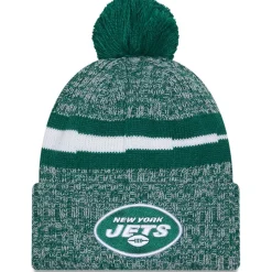 New York Jets Knit^Men's New Era Green 2023 Sideline Cuffed Knit Hat With Pom