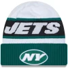 New York Jets Knit^Men's New Era White/Green 2023 Sideline Tech Cuffed Knit Hat