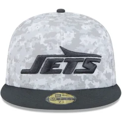 New York Jets Fitted^Men's New Era Arctic Camo/Graphite 2024 Salute To Service 59FIFTY Fitted Hat