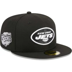 New York Jets Fitted^Men's New Era Black Main Patch 59FIFTY Fitted Hat