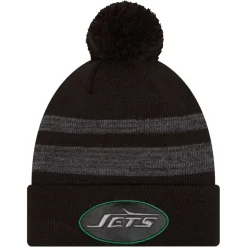 New York Jets Hats | Men^Men's New Era Black Dispatch Cuffed Knit Hat With Pom
