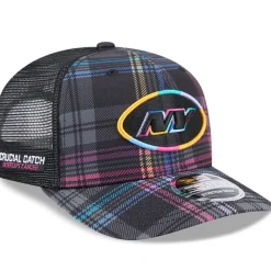 New York Jets Adjustable | Snapback^Men's New Era Black 2024 NFL Crucial Catch Plaid 9SEVENTY Trucker Snapback Hat