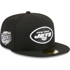 New York Jets Fitted^Men's New Era Black Main Patch 59FIFTY Fitted Hat