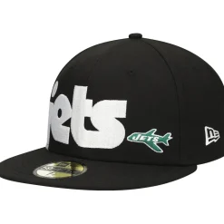 New York Jets Fitted^Men's New Era Black Checkered Undervisor 59FIFTY Fitted Hat