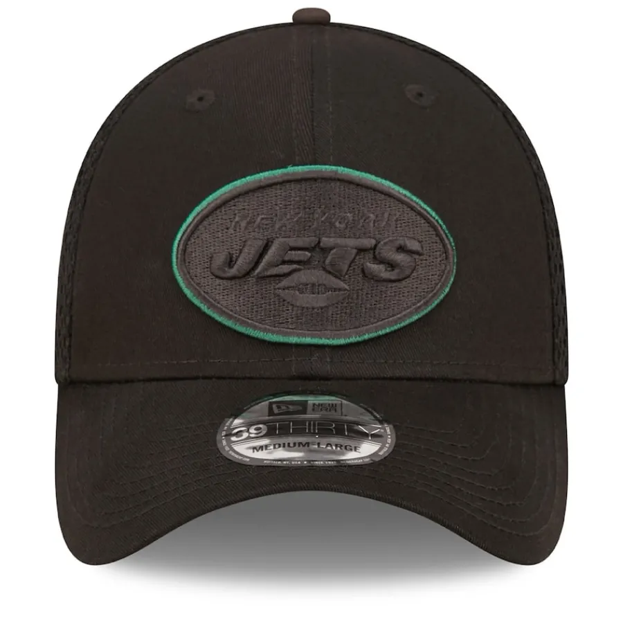 New York Jets Hats | Men^Men's New Era Black Team Neo 39THIRTY Flex Hat