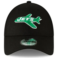 New York Jets Adjustable^Men's New Era Black The League Throwback 9FORTY Adjustable Hat