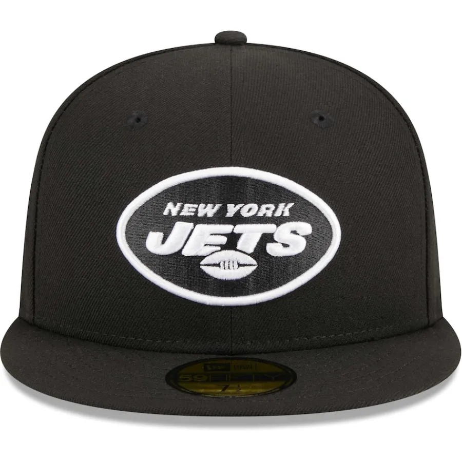 New York Jets Fitted^Men's New Era Black Main Patch 59FIFTY Fitted Hat