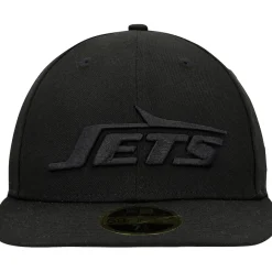 New York Jets Fitted^Men's New Era Black Wordmark Black On Black Low Profile 59FIFTY II Fitted Hat