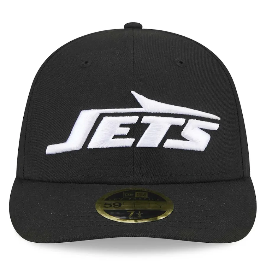 New York Jets Fitted^Men's New Era Black Omaha Low Profile 59FIFTY Fitted Hat