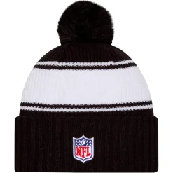 New York Jets Knit^Men's New Era Black 2024 Sideline Cuffed Knit Hat With Pom