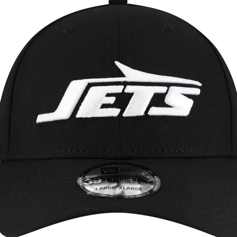 New York Jets Hats | Men^Men's New Era Black Main 39THIRTY Flex Hat