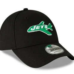 New York Jets Adjustable^Men's New Era Black The League Throwback 9FORTY Adjustable Hat