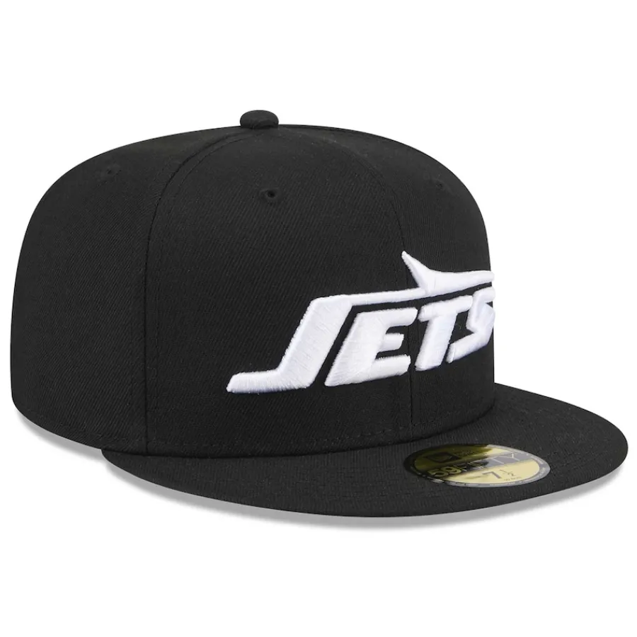New York Jets Fitted^Men's New Era Black Omaha 59FIFTY Fitted Hat