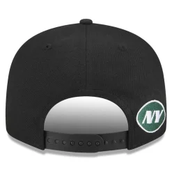 New York Jets Hats | Men^Men's New Era Black Gothic Script 9FIFTY Snapback Hat