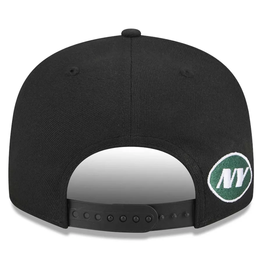 New York Jets Hats | Men^Men's New Era Black Gothic Script 9FIFTY Snapback Hat