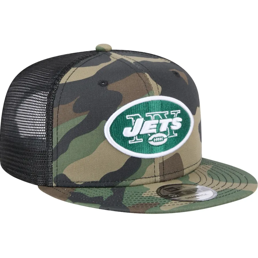 New York Jets Snapback^Men's New Era Camo Main Trucker 9FIFTY Snapback Hat