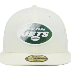 New York Jets Fitted^Men's New Era Cream Chrome Color Dim 59FIFTY Fitted Hat