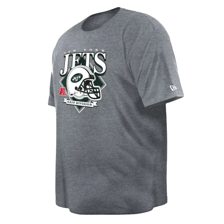 New York Jets Big & Tall^Men's New Era Gray Big & Tall Helmet Historic Mark T-Shirt
