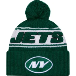 New York Jets Hats | Men^Men's New Era Green 2024 Sideline Cuffed Knit Hat With Pom