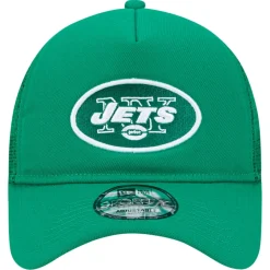 New York Jets Adjustable^Men's New Era Green 9FORTY A-Frame Trucker Adjustable Hat