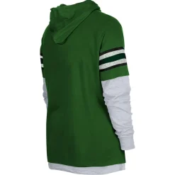 New York Jets Long Sleeved^Men's New Era Green Twofer Long Sleeve Hooded T-Shirt