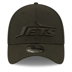 New York Jets Flex^Men's New Era Black On Black Historic Logo 39THIRTY Flex Hat